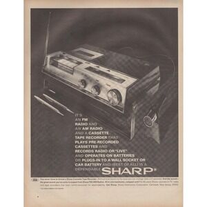 Sharp FM AM Cassette Tape Recorder Vintage Electronics Magazine Print Ad 1970